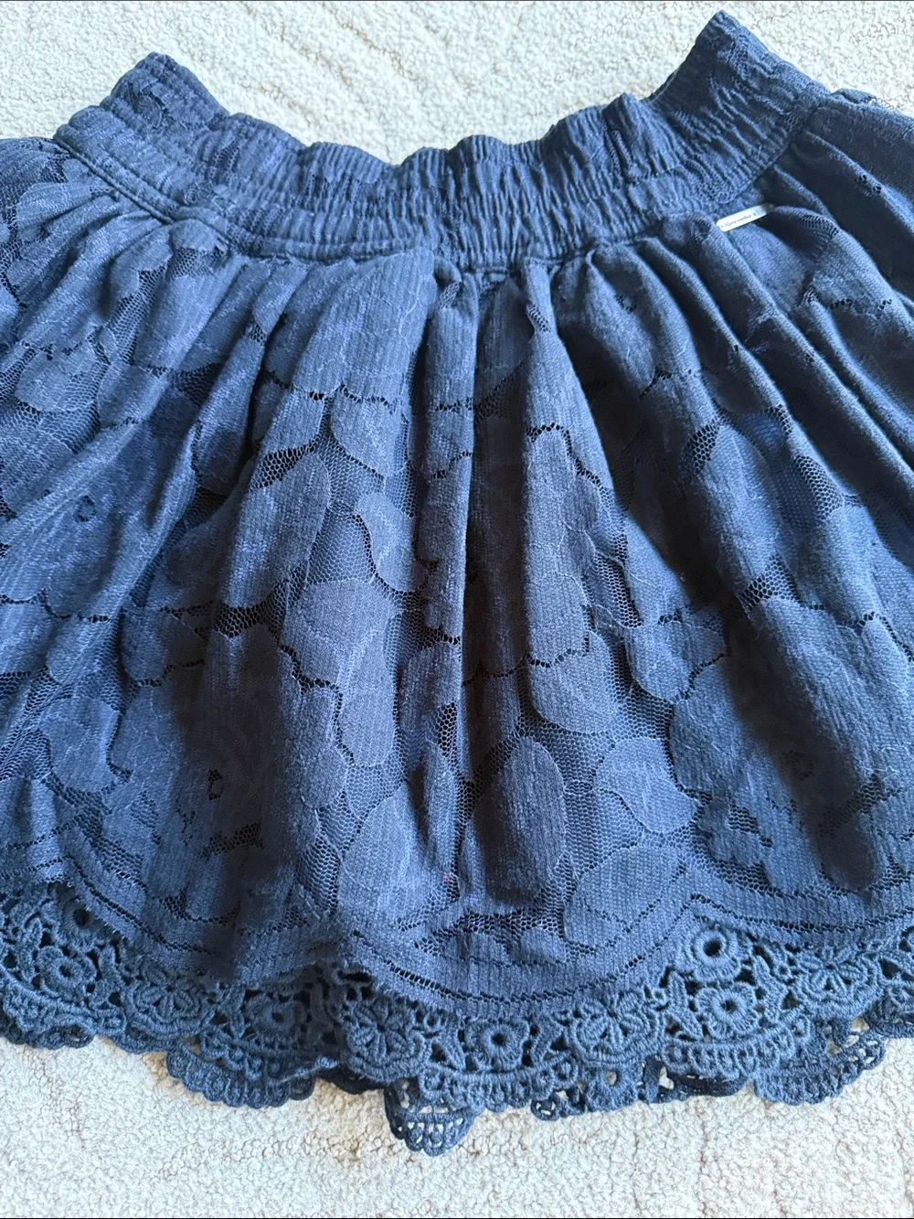 Abercrombie & Fitch Navy Lace Skater Mini Skirt - Small